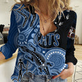 Personalised NAIDOC Week 2023 AFL Cats Women Casual Shirt Aboriginal Dot Art Lizard Mix Boomerang LT7