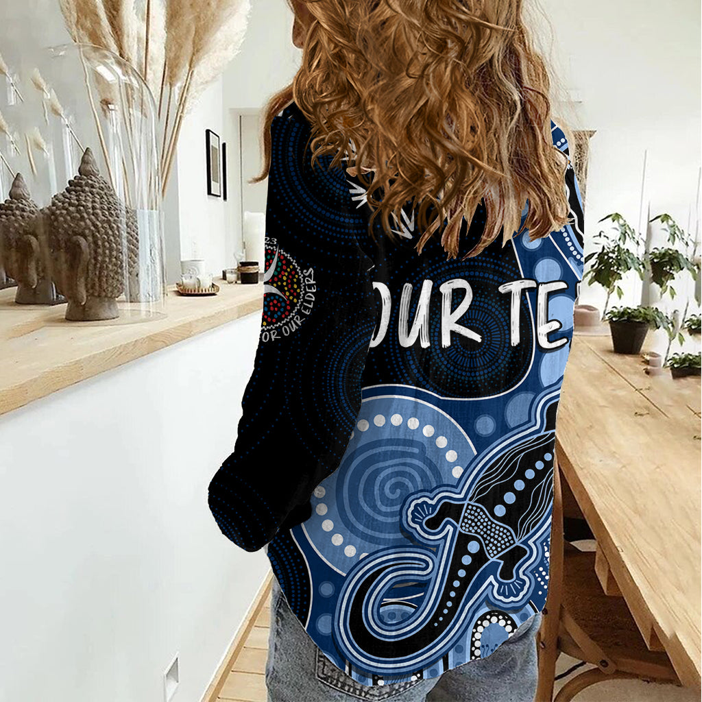 Personalised NAIDOC Week 2023 AFL Cats Women Casual Shirt Aboriginal Dot Art Lizard Mix Boomerang LT7