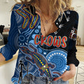Personalised NAIDOC Week 2023 AFL Crows Women Casual Shirt Aboriginal Dot Art Lizard Mix Boomerang LT7