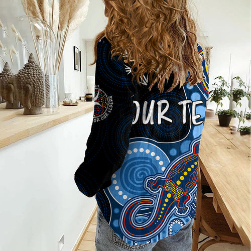 Personalised NAIDOC Week 2023 AFL Crows Women Casual Shirt Aboriginal Dot Art Lizard Mix Boomerang LT7