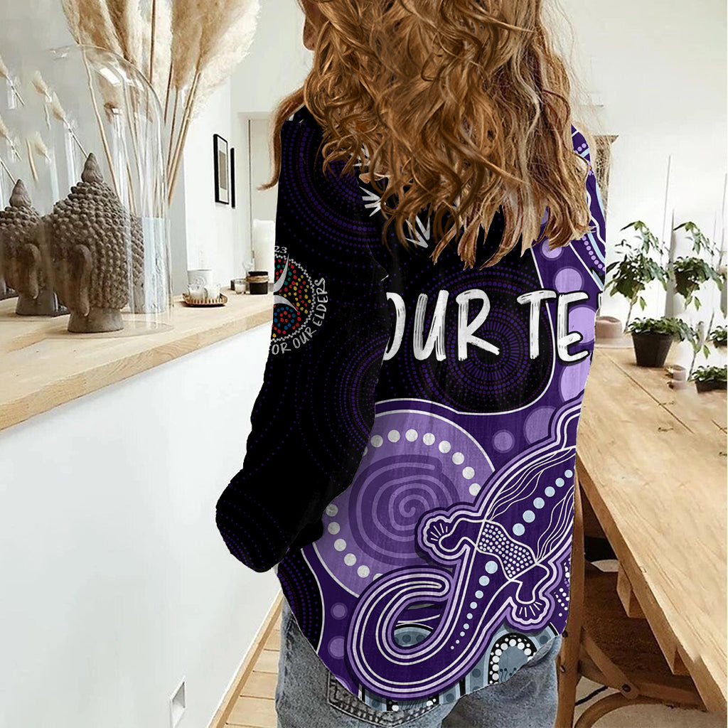 Personalised NAIDOC Week 2023 AFL Dockers Women Casual Shirt Aboriginal Dot Art Lizard Mix Boomerang LT7