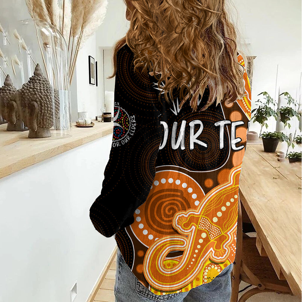 Personalised NAIDOC Week 2023 AFL Giants Women Casual Shirt Aboriginal Dot Art Lizard Mix Boomerang LT7
