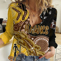 Personalised NAIDOC Week 2023 AFL Hawks Women Casual Shirt Aboriginal Dot Art Lizard Mix Boomerang LT7