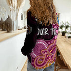 Personalised NAIDOC Week 2023 AFL Lions Women Casual Shirt Aboriginal Dot Art Lizard Mix Boomerang LT7