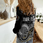 Personalised NAIDOC Week 2023 AFL Magpies Women Casual Shirt Aboriginal Dot Art Lizard Mix Boomerang LT7