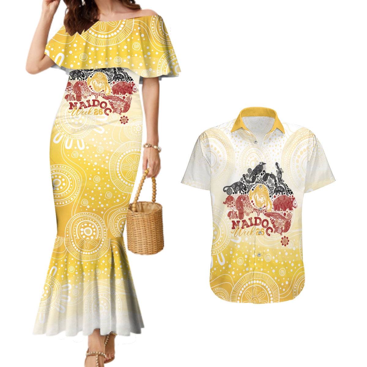 First Nations NAIDOC Week 2026 Personalized Couples Matching Mermaid Dress and Hawaiian Shirt Aussie Zodiacs