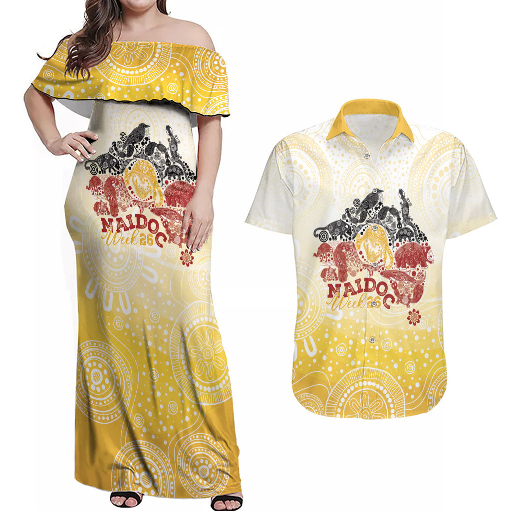 First Nations NAIDOC Week 2026 Personalized Couples Matching Off Shoulder Maxi Dress and Hawaiian Shirt Aussie Zodiacs