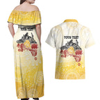 First Nations NAIDOC Week 2026 Personalized Couples Matching Off Shoulder Maxi Dress and Hawaiian Shirt Aussie Zodiacs