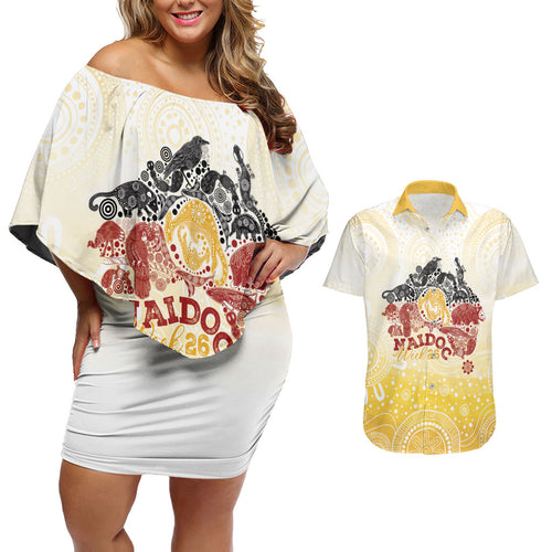 First Nations NAIDOC Week 2026 Personalized Couples Matching Off Shoulder Short Dress and Hawaiian Shirt Aussie Zodiacs