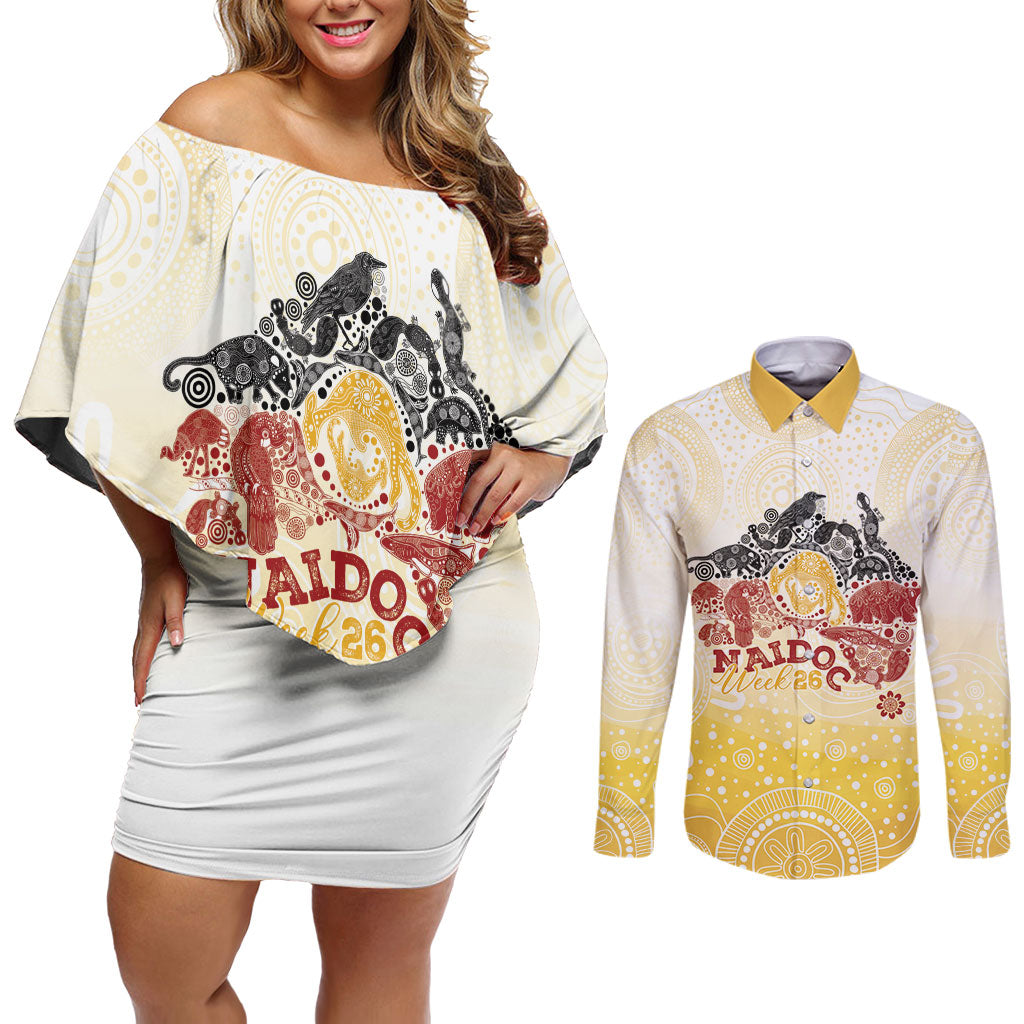 First Nations NAIDOC Week 2026 Personalized Couples Matching Off Shoulder Short Dress and Long Sleeve Button Shirt Aussie Zodiacs