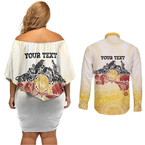 First Nations NAIDOC Week 2026 Personalized Couples Matching Off Shoulder Short Dress and Long Sleeve Button Shirt Aussie Zodiacs