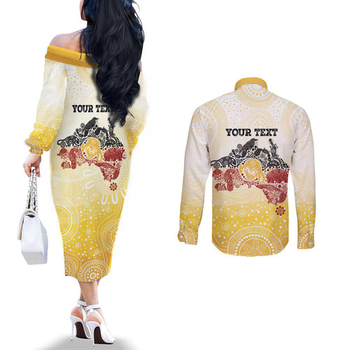 First Nations NAIDOC Week 2026 Personalized Couples Matching Off The Shoulder Long Sleeve Dress and Long Sleeve Button Shirt Aussie Zodiacs