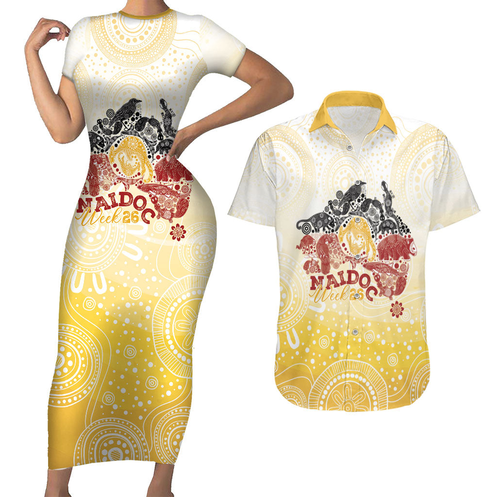 First Nations NAIDOC Week 2026 Personalized Couples Matching Short Sleeve Bodycon Dress and Hawaiian Shirt Aussie Zodiacs