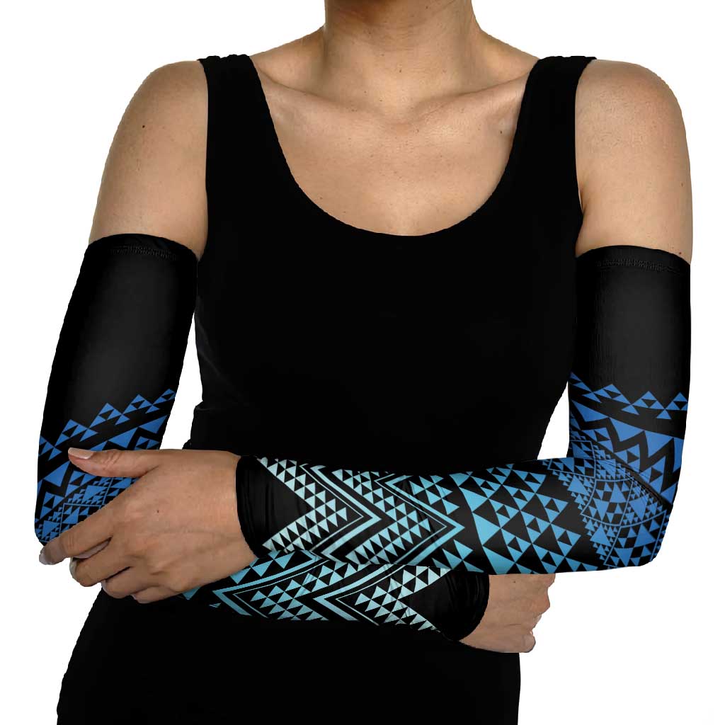 Maori Niho Taniwha Te Wheiao Arm Sleeves Moana Blue - Aussie Hoodie