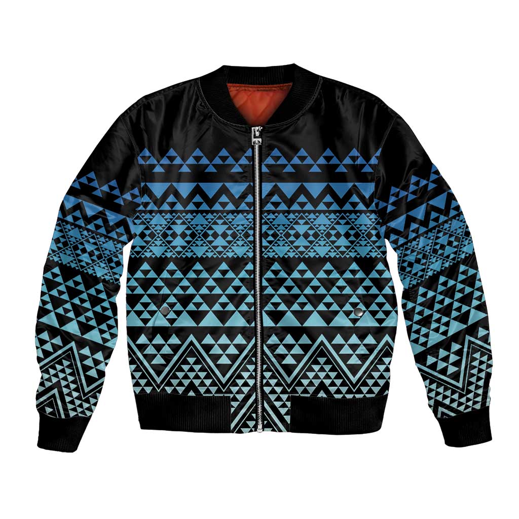 Maori Niho Taniwha Te Wheiao Bomber Jacket Moana Blue - Aussie Hoodie