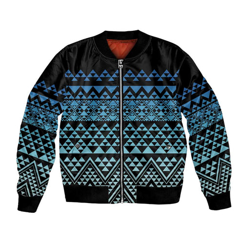 Maori Niho Taniwha Te Wheiao Bomber Jacket Moana Blue - Aussie Hoodie