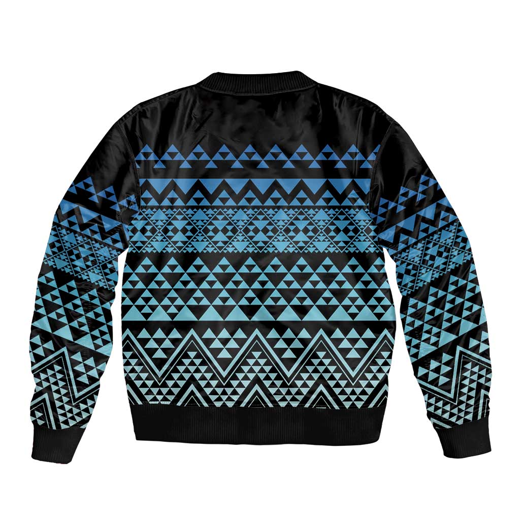 Maori Niho Taniwha Te Wheiao Bomber Jacket Moana Blue - Aussie Hoodie