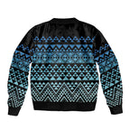 Maori Niho Taniwha Te Wheiao Bomber Jacket Moana Blue - Aussie Hoodie