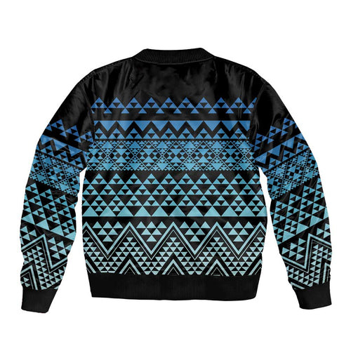 Maori Niho Taniwha Te Wheiao Bomber Jacket Moana Blue - Aussie Hoodie