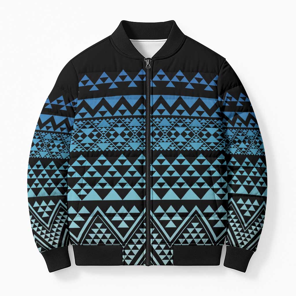 Maori Niho Taniwha Te Wheiao Bomber Puffer Jacket Moana Blue - Aussie Hoodie
