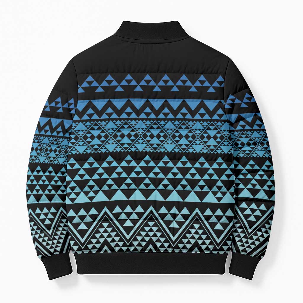 Maori Niho Taniwha Te Wheiao Bomber Puffer Jacket Moana Blue - Aussie Hoodie