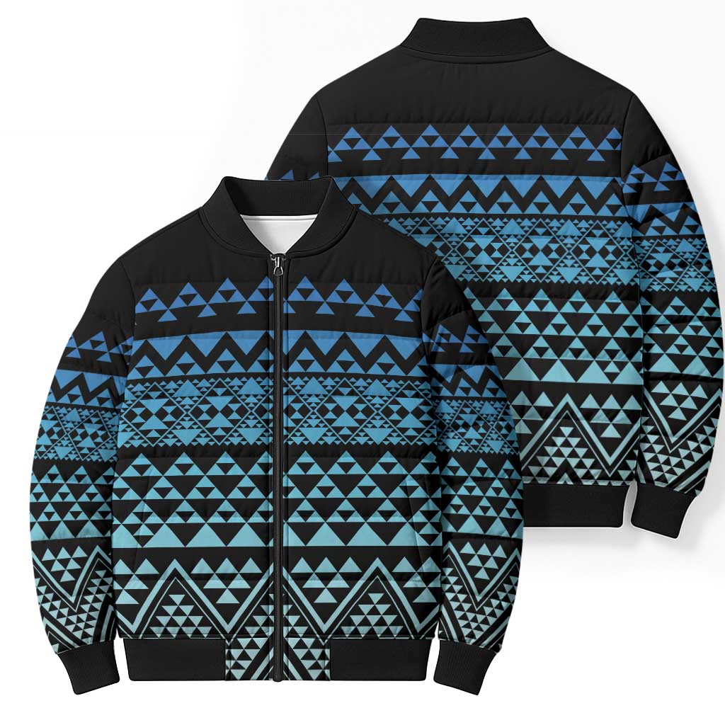 Maori Niho Taniwha Te Wheiao Bomber Puffer Jacket Moana Blue - Aussie Hoodie