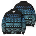 Maori Niho Taniwha Te Wheiao Bomber Puffer Jacket Moana Blue - Aussie Hoodie