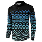 Maori Niho Taniwha Te Wheiao Button Sweatshirt Moana Blue - Aussie Hoodie
