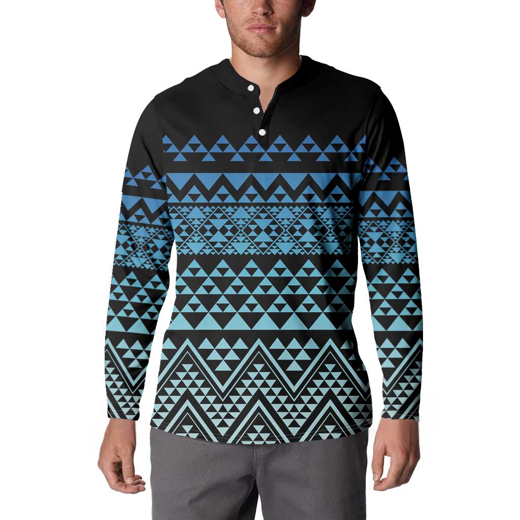 Maori Niho Taniwha Te Wheiao Button Sweatshirt Moana Blue - Aussie Hoodie
