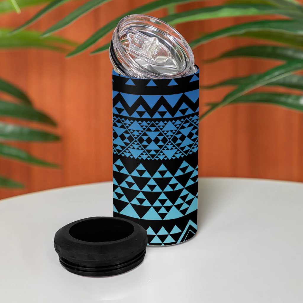 Maori Niho Taniwha Te Wheiao 4 in 1 Can Cooler Tumbler Moana Blue - Aussie Hoodie