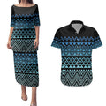 Maori Niho Taniwha Te Wheiao Couples Matching Puletasi and Hawaiian Shirt Moana Blue - Aussie Hoodie