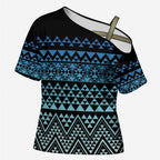 Maori Niho Taniwha Te Wheiao Cross Shoulder Shirt Moana Blue - Aussie Hoodie