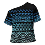 Maori Niho Taniwha Te Wheiao Cross Shoulder Shirt Moana Blue - Aussie Hoodie