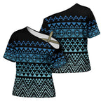 Maori Niho Taniwha Te Wheiao Cross Shoulder Shirt Moana Blue - Aussie Hoodie