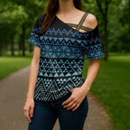 Maori Niho Taniwha Te Wheiao Cross Shoulder Shirt Moana Blue - Aussie Hoodie