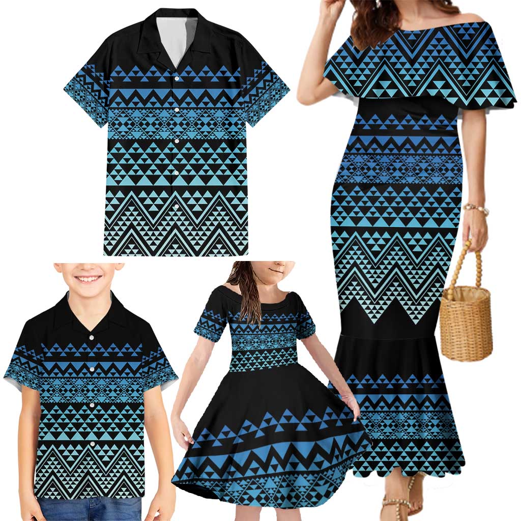 Maori Niho Taniwha Te Wheiao Family Matching Mermaid Dress and Hawaiian Shirt Moana Blue - Aussie Hoodie