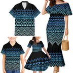 Maori Niho Taniwha Te Wheiao Family Matching Mermaid Dress and Hawaiian Shirt Moana Blue - Aussie Hoodie