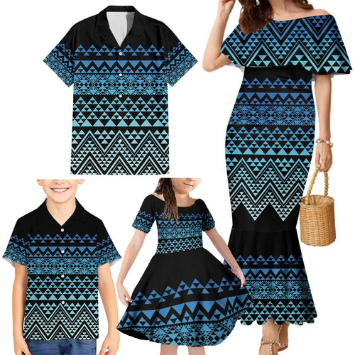 Maori Niho Taniwha Te Wheiao Family Matching Mermaid Dress and Hawaiian Shirt Moana Blue - Aussie Hoodie