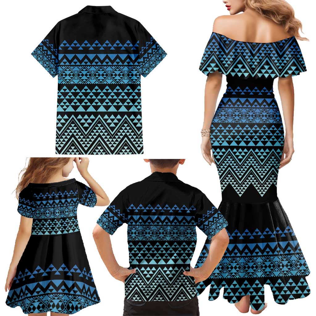 Maori Niho Taniwha Te Wheiao Family Matching Mermaid Dress and Hawaiian Shirt Moana Blue - Aussie Hoodie