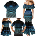 Maori Niho Taniwha Te Wheiao Family Matching Mermaid Dress and Hawaiian Shirt Moana Blue - Aussie Hoodie