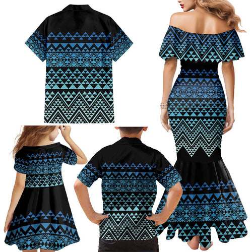 Maori Niho Taniwha Te Wheiao Family Matching Mermaid Dress and Hawaiian Shirt Moana Blue - Aussie Hoodie