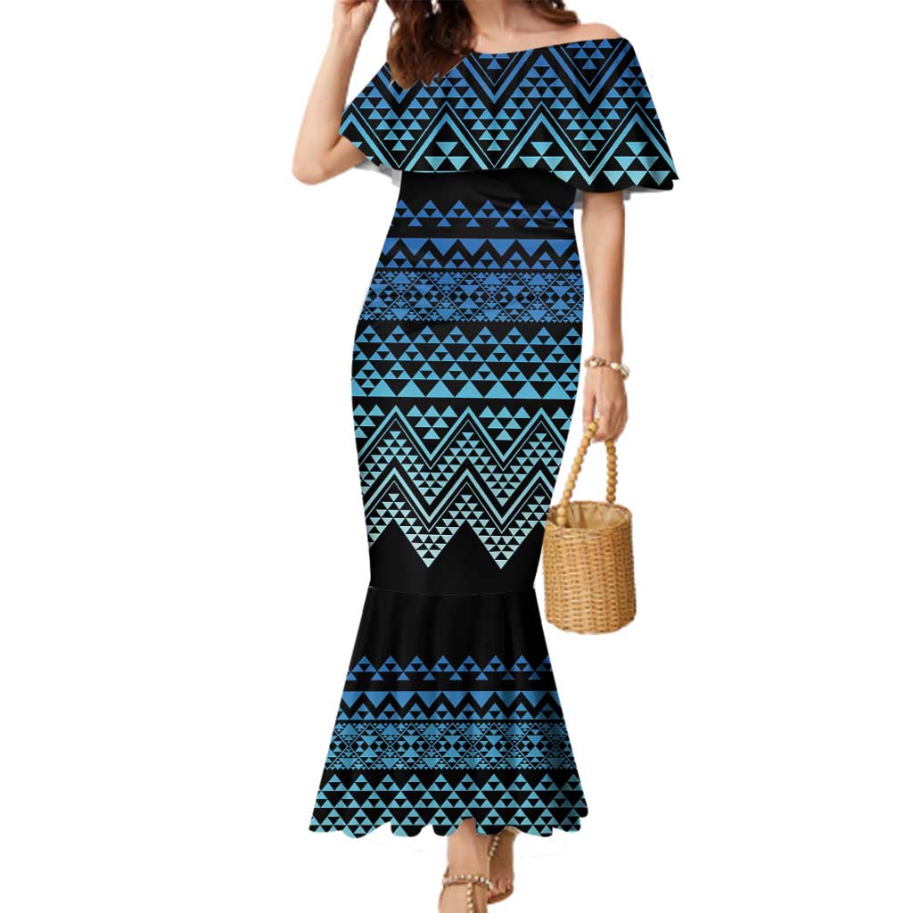 Maori Niho Taniwha Te Wheiao Family Matching Mermaid Dress and Hawaiian Shirt Moana Blue - Aussie Hoodie