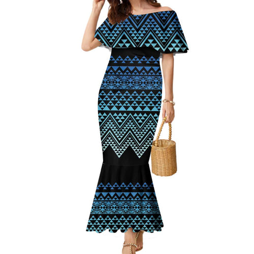 Maori Niho Taniwha Te Wheiao Family Matching Mermaid Dress and Hawaiian Shirt Moana Blue - Aussie Hoodie