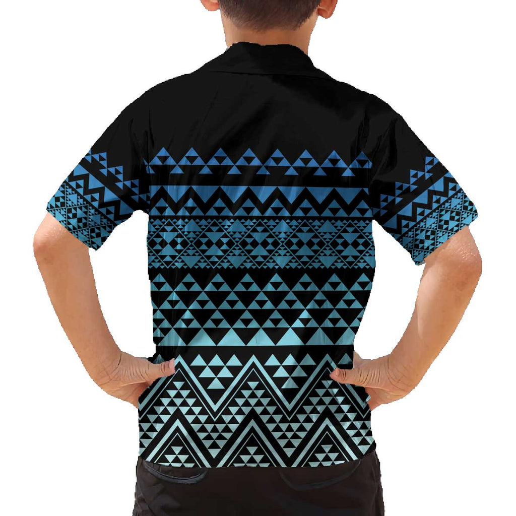 Maori Niho Taniwha Te Wheiao Family Matching Off The Shoulder Long Sleeve Dress and Hawaiian Shirt Moana Blue - Aussie Hoodie