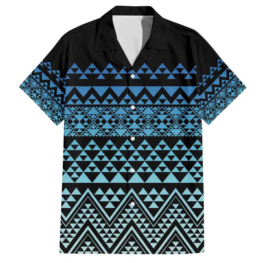 Maori Niho Taniwha Te Wheiao Family Matching Off The Shoulder Long Sleeve Dress and Hawaiian Shirt Moana Blue - Aussie Hoodie