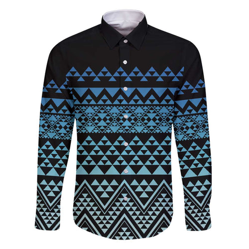 Maori Niho Taniwha Te Wheiao Family Matching Off The Shoulder Long Sleeve Dress and Hawaiian Shirt Moana Blue - Aussie Hoodie