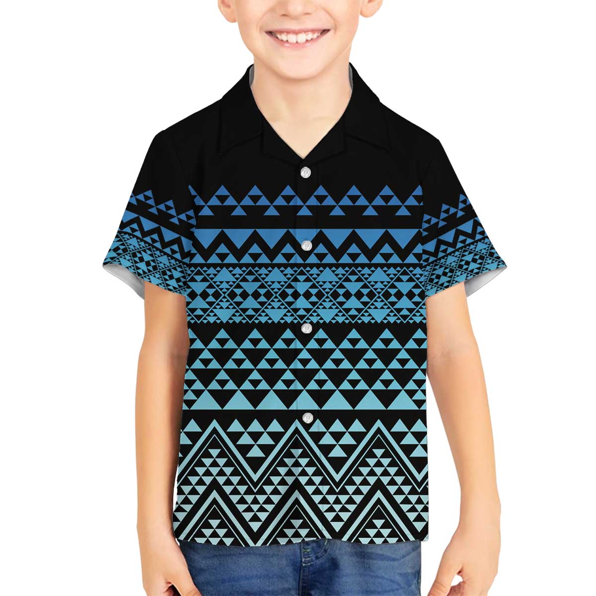 Maori Niho Taniwha Te Wheiao Family Matching Off The Shoulder Long Sleeve Dress and Hawaiian Shirt Moana Blue - Aussie Hoodie