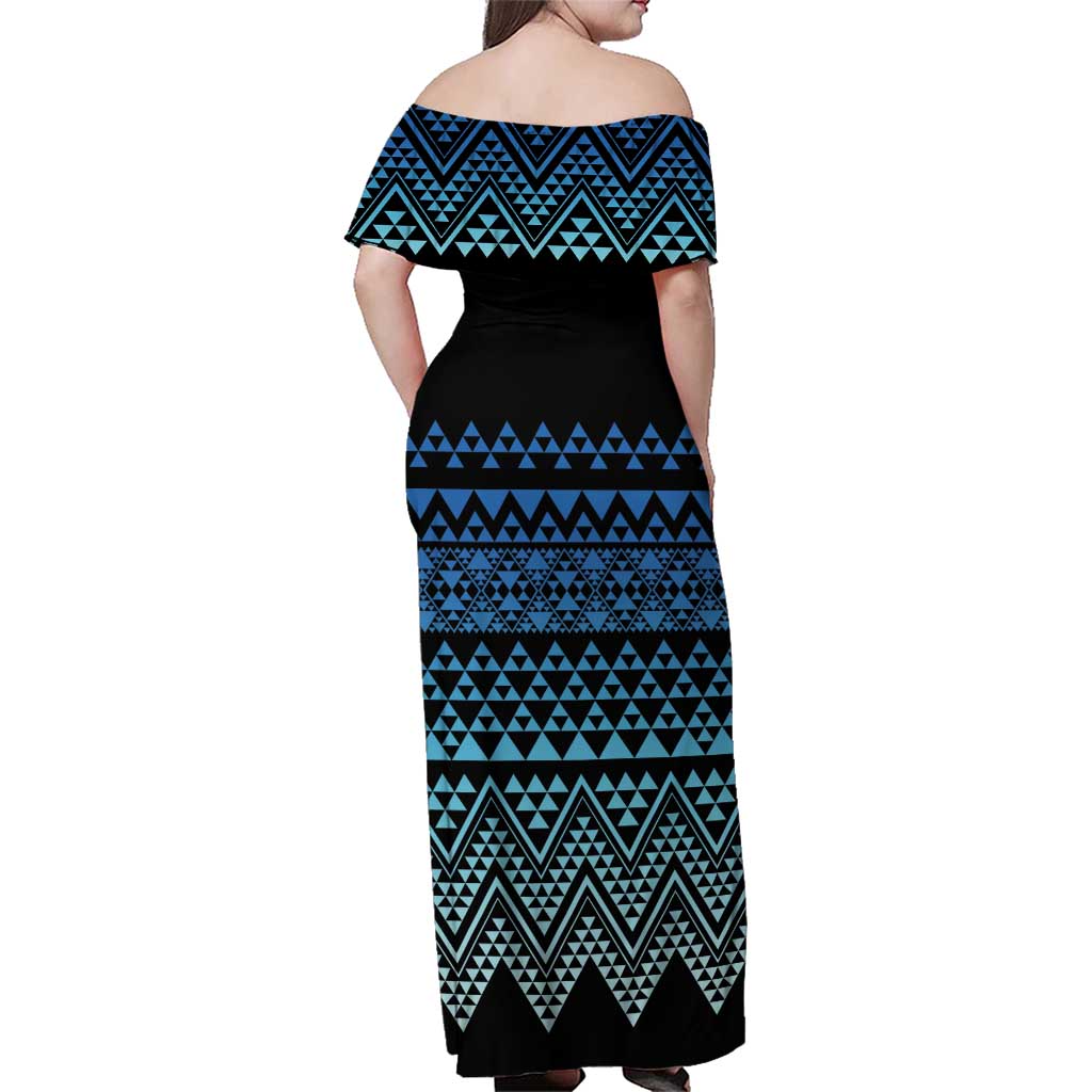 Maori Niho Taniwha Te Wheiao Family Matching Off Shoulder Maxi Dress and Hawaiian Shirt Moana Blue - Aussie Hoodie