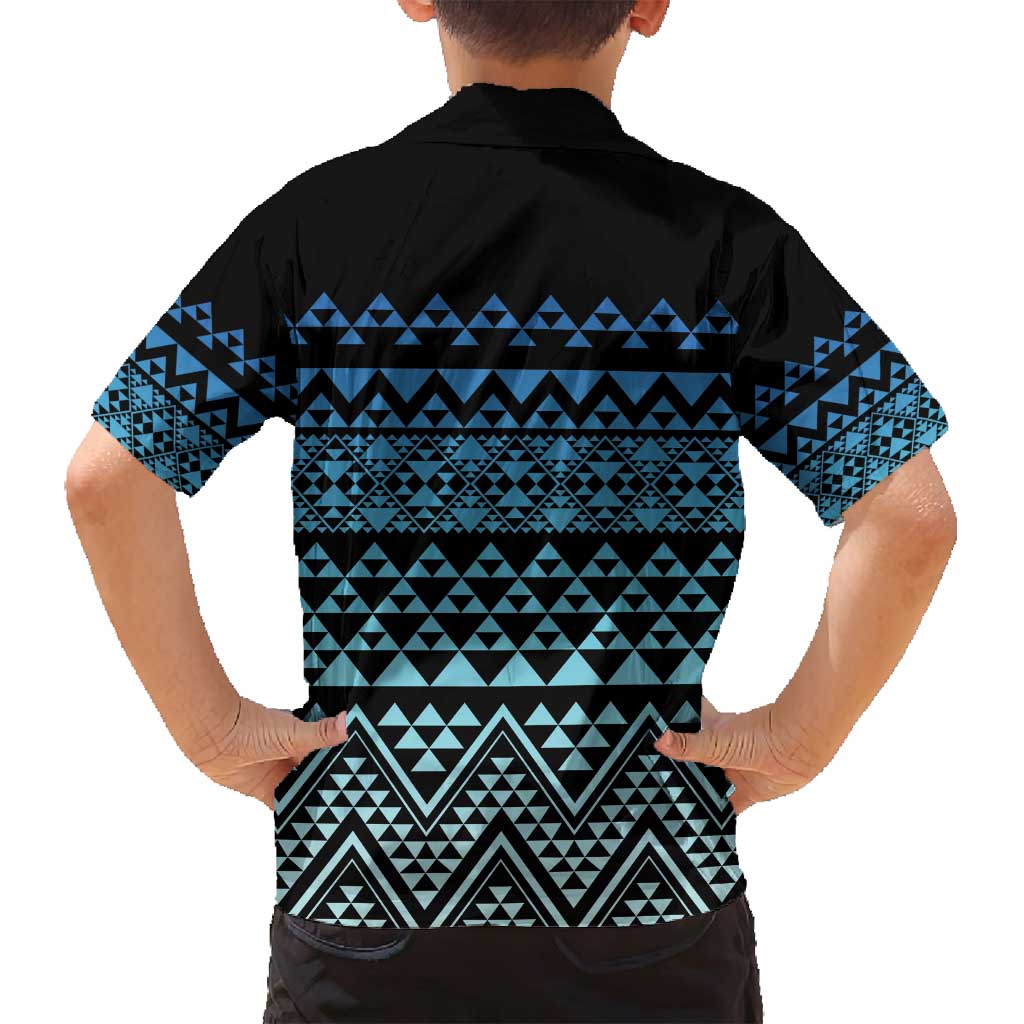 Maori Niho Taniwha Te Wheiao Family Matching Off Shoulder Short Dress and Hawaiian Shirt Moana Blue - Aussie Hoodie