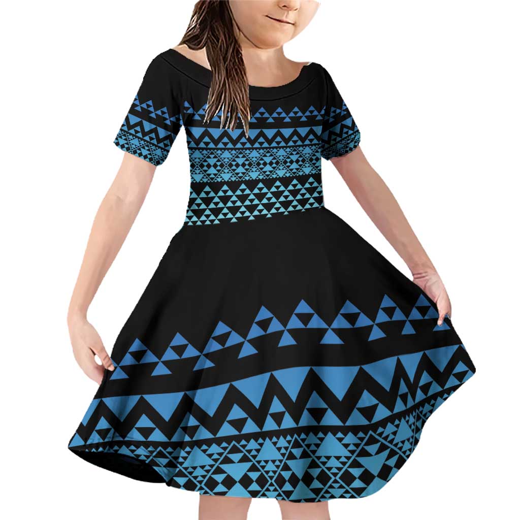 Maori Niho Taniwha Te Wheiao Family Matching Off Shoulder Short Dress and Hawaiian Shirt Moana Blue - Aussie Hoodie